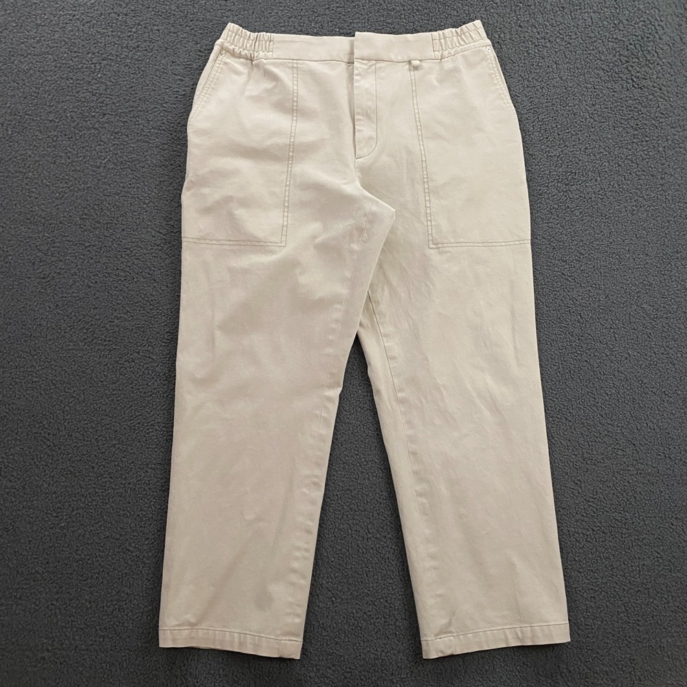 Helmut Lang Pants Mens 36 Twill Elastic Stretch Waist Crop Patch Pocket Beige